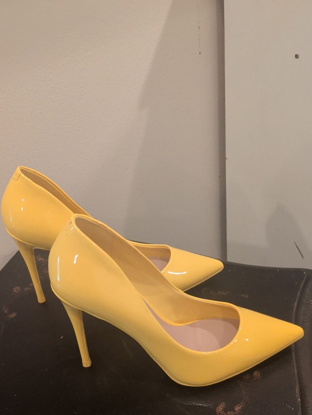 Aldo Bright Yellow Patent Pointed Stiletto Pumps